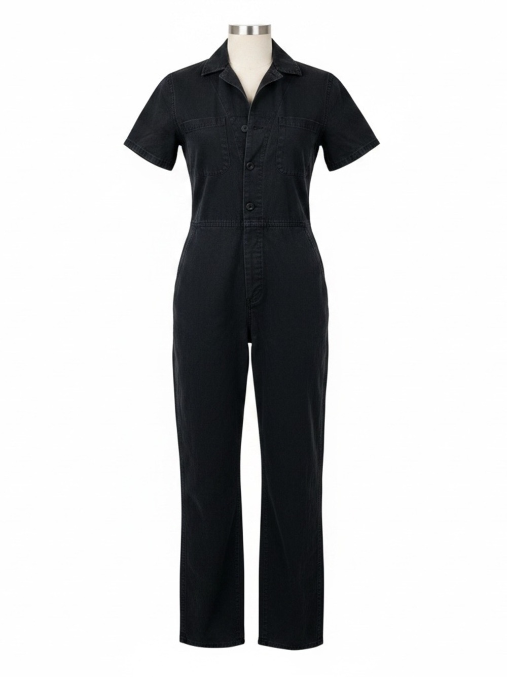 Pistola Women’s Small Black Denim Jumpsuit Short Sleeve Utility Coverall